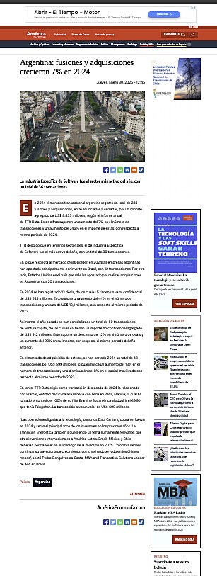 Argentina: fusiones y adquisiciones crecieron 7% en 2024